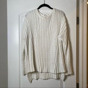 Nili Lotan White Knit Oversize Long Sleeve Sweater